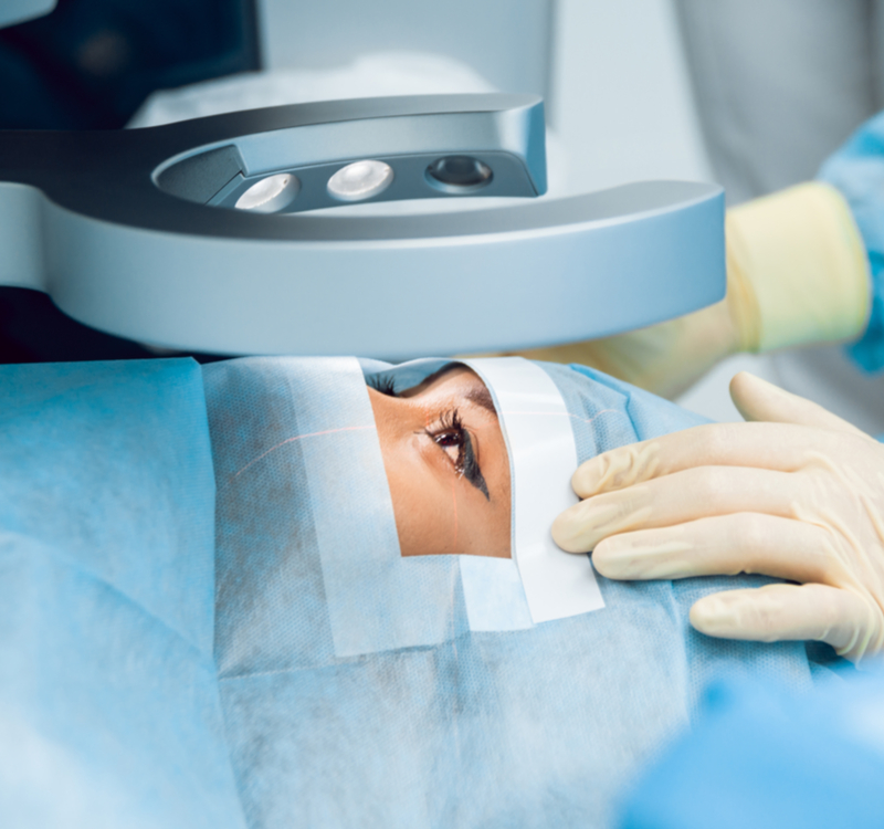 Woman having eye surgery